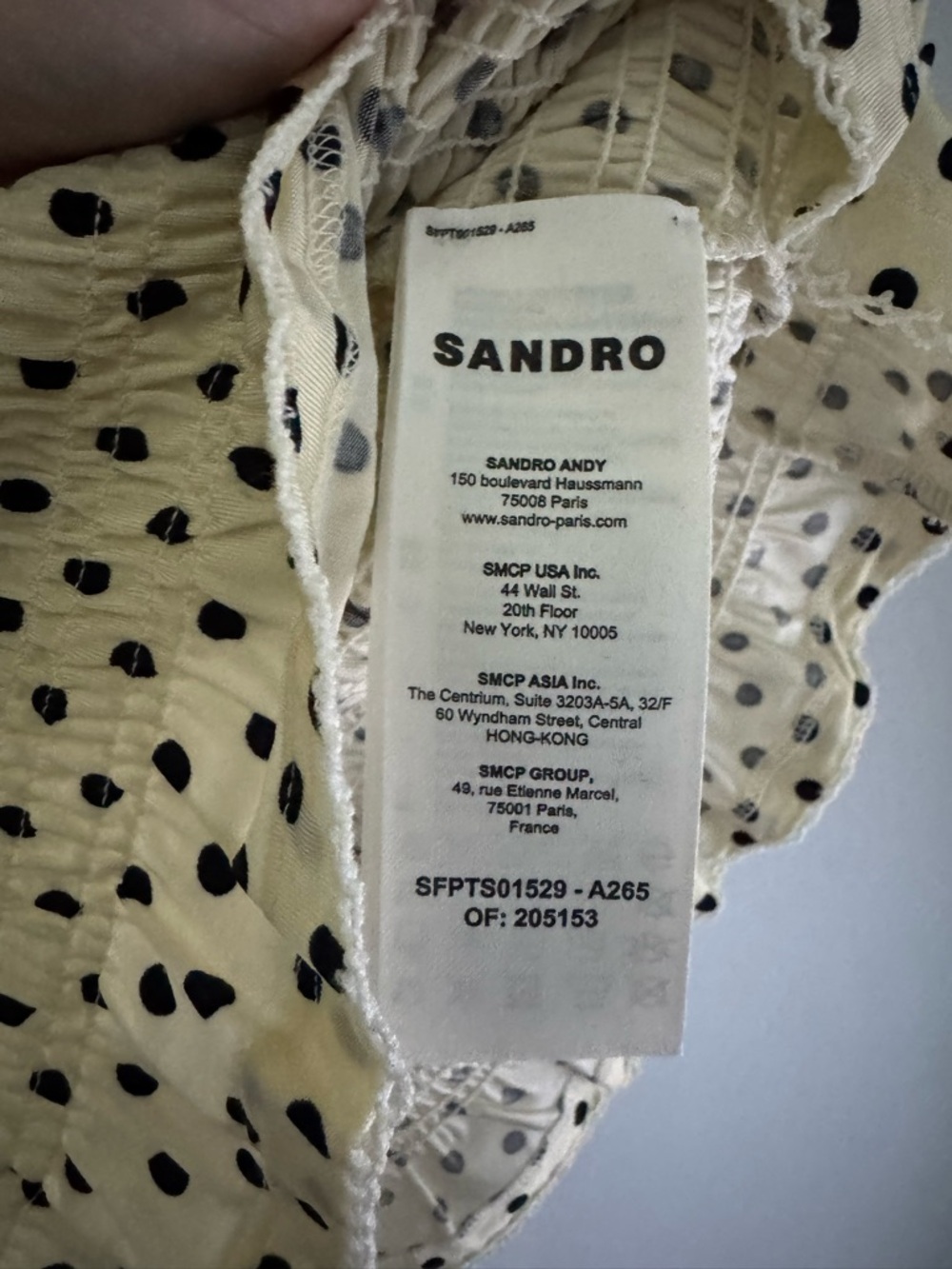 Sandro Cream Polka Dot High Neck Puff Sleeve Top - Picture 4 of 5